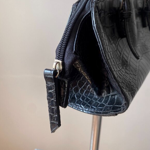 🍂 Y2K Vintage Black Crocodile Print Sleek Baguette Shoulder Bag - Picture 5 of 7